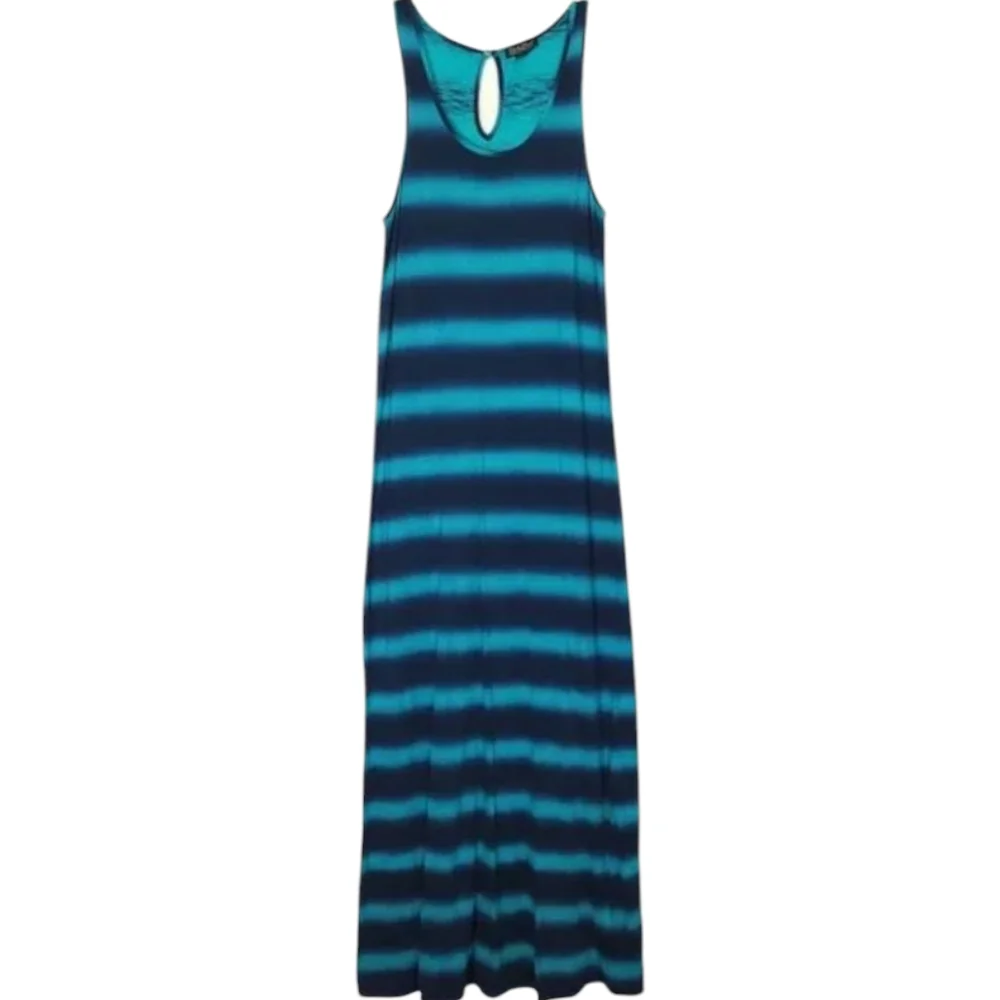Striped Blue and Black Maxi Dress - Picture 2 of 3